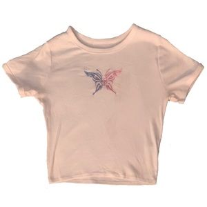 hollister butterfly cropped baby tee